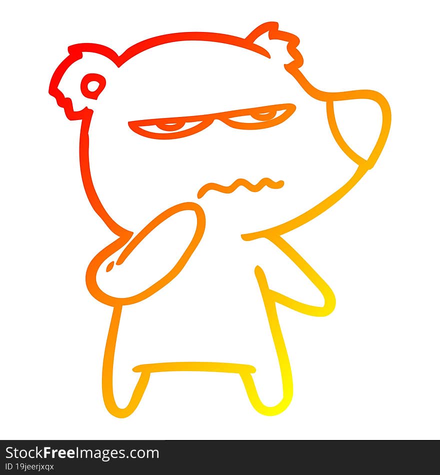 warm gradient line drawing angry bear polar cartoon