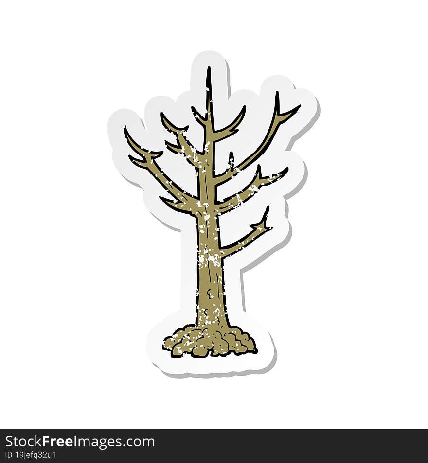 retro distressed sticker of a cartoon naked tree