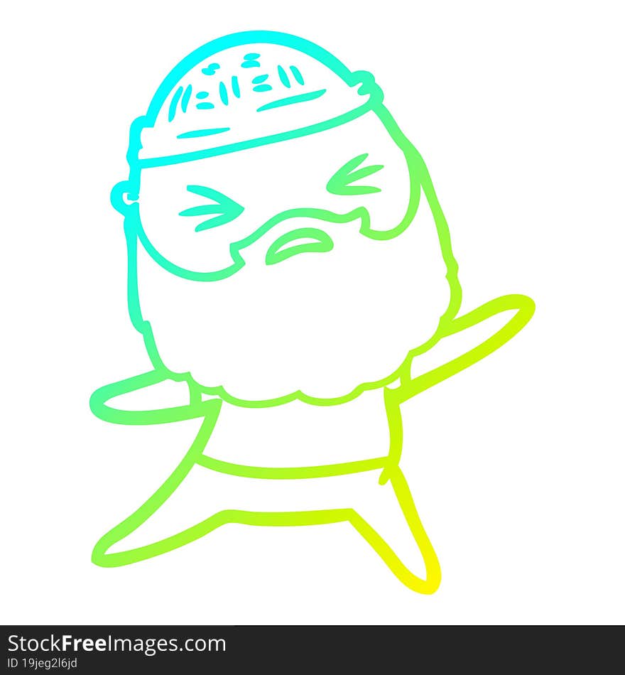 cold gradient line drawing cartoon man with beard