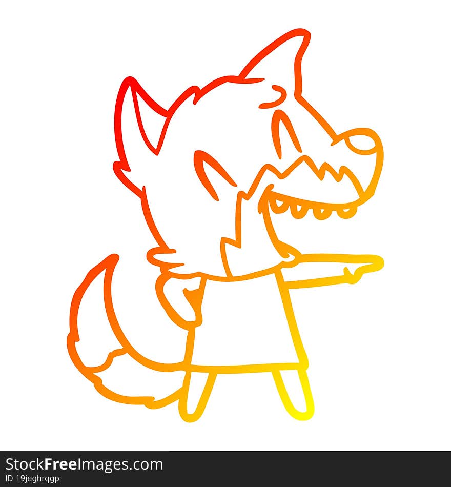 warm gradient line drawing laughing fox cartoon