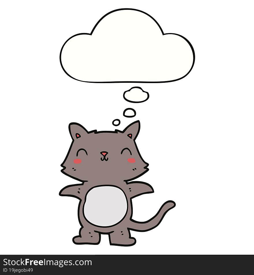 cartoon cat with thought bubble. cartoon cat with thought bubble