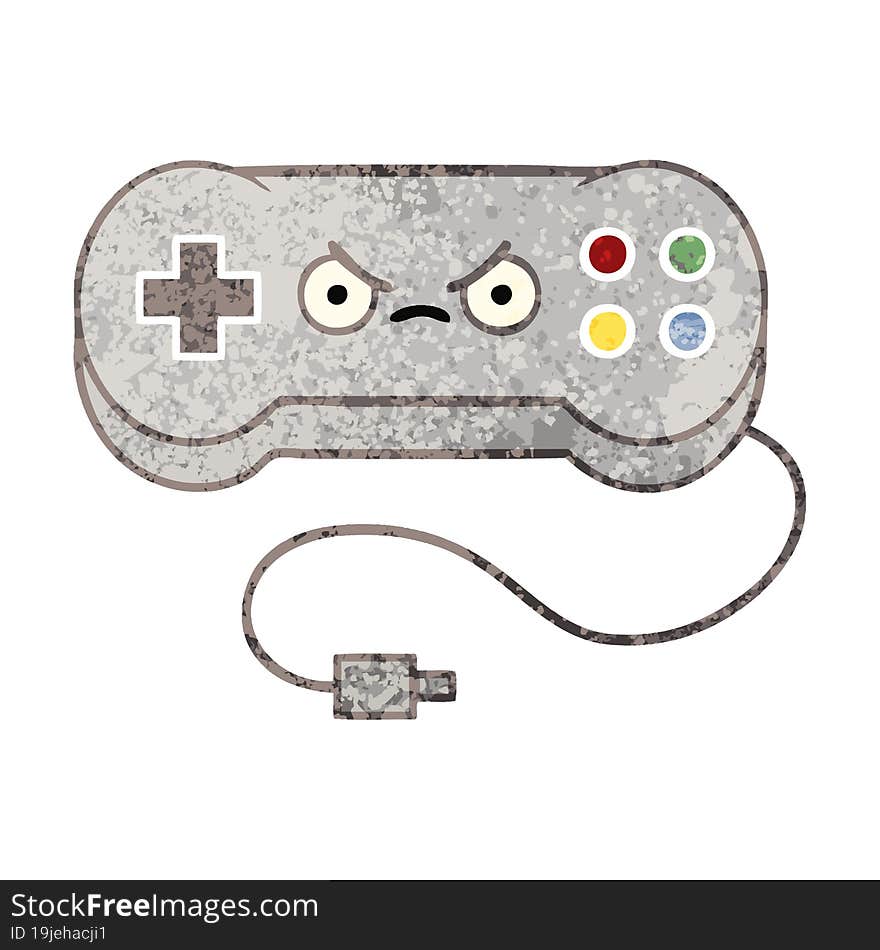 Retro Illustration Style Cartoon Game Controller