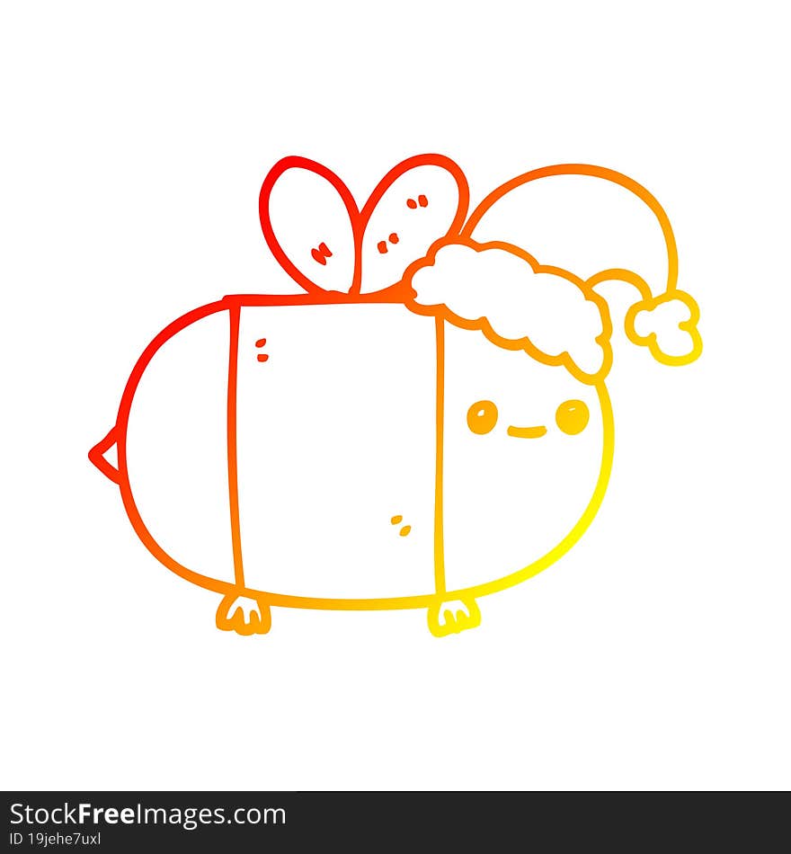 warm gradient line drawing cartoon christmas bee