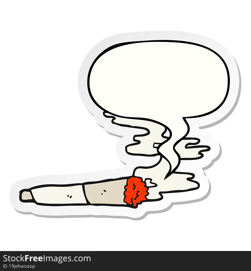 Cartoon Cigarette And Speech Bubble Sticker