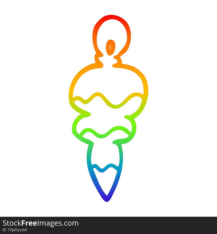 rainbow gradient line drawing of a cartoon christmas decoration