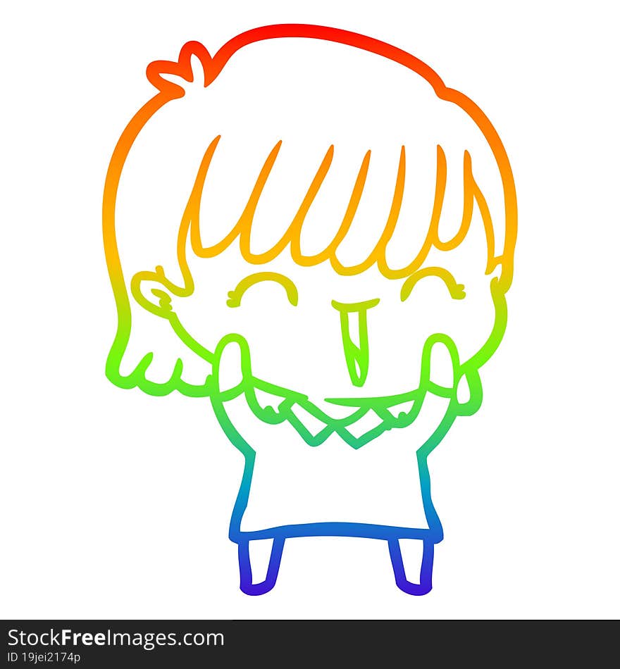 rainbow gradient line drawing of a cartoon woman