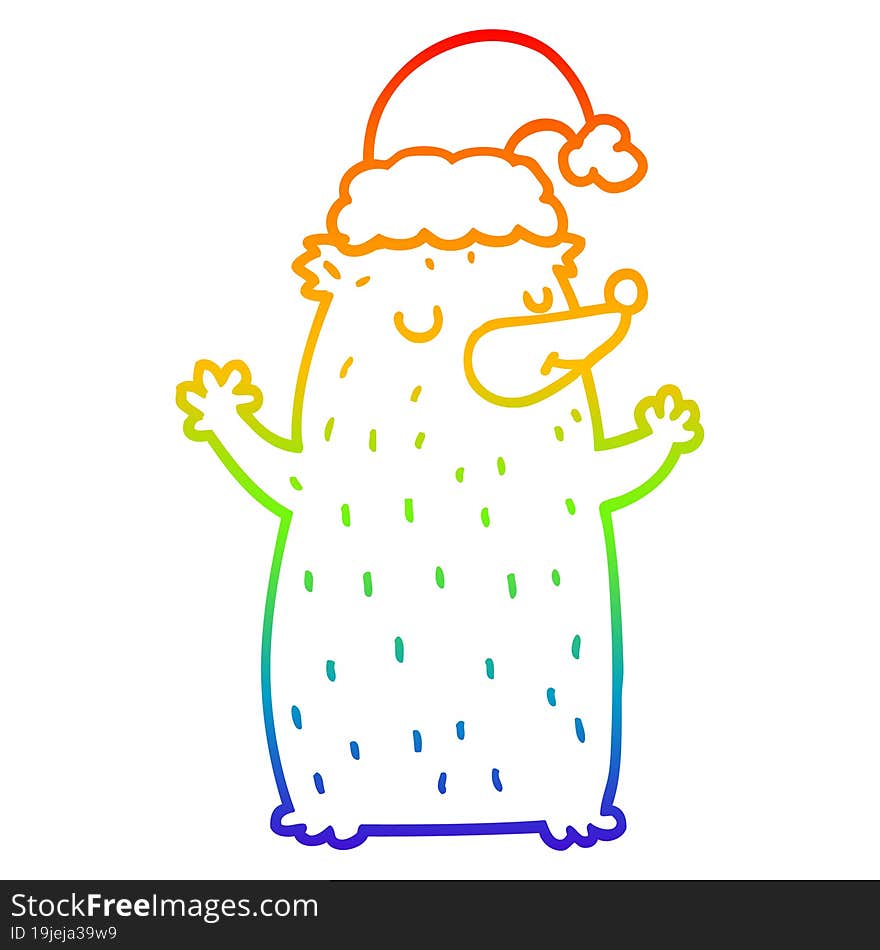 rainbow gradient line drawing cute cartoon christmas bear