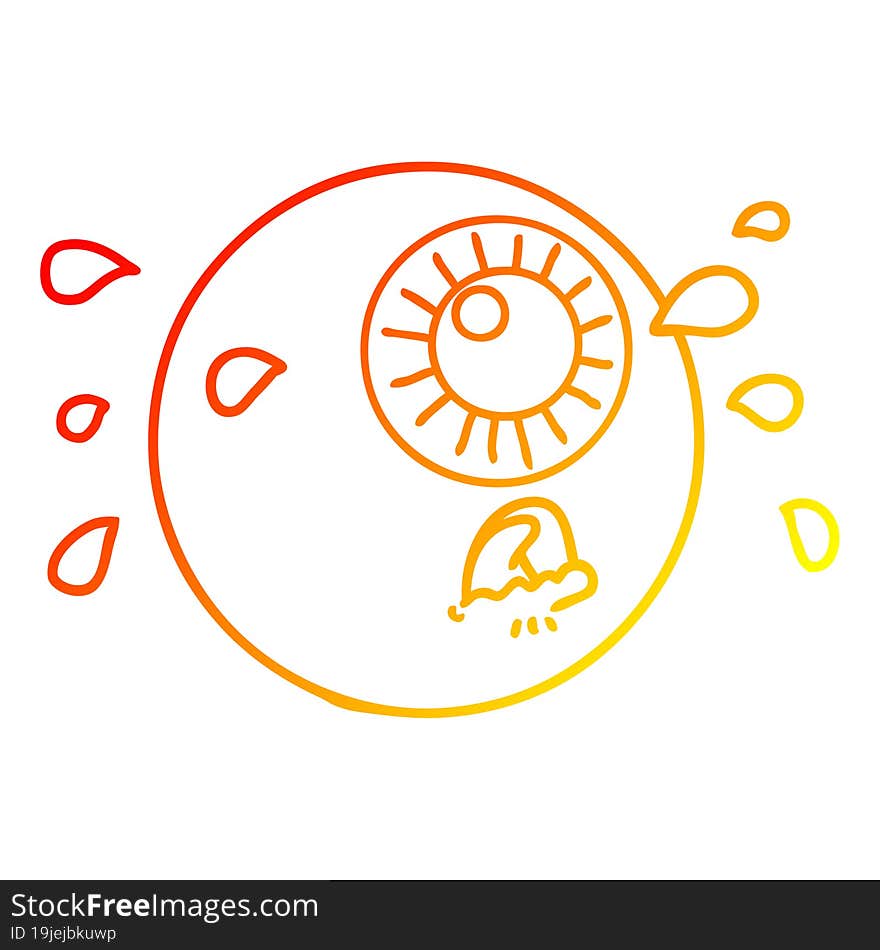 warm gradient line drawing cartoon eyeball crying