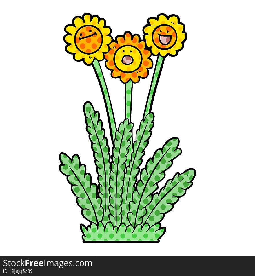 cartoon happy flowers. cartoon happy flowers