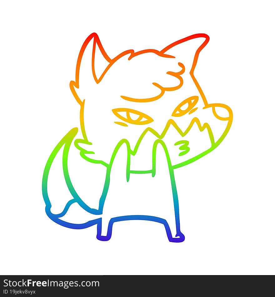 rainbow gradient line drawing clever cartoon fox