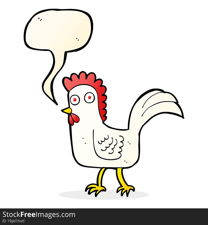 cartoon chicken with speech bubble