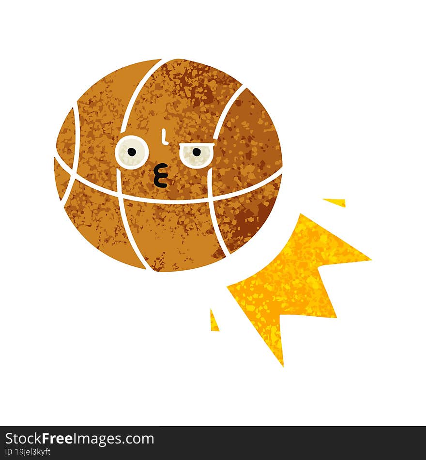 retro illustration style cartoon of a basketball