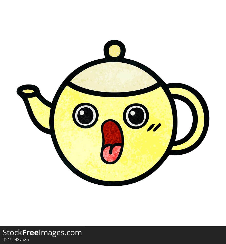 retro grunge texture cartoon tea pot