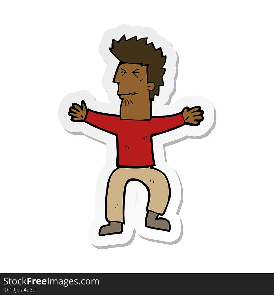 sticker of a cartoon stressed out man