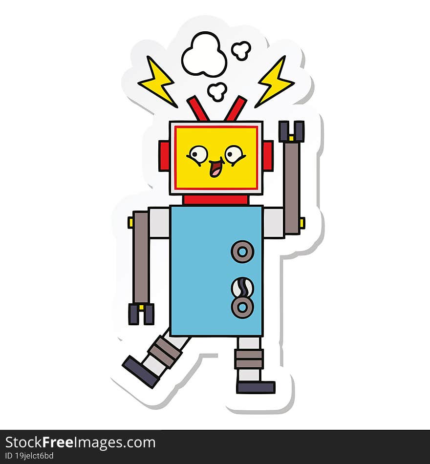 sticker of a cute cartoon robot