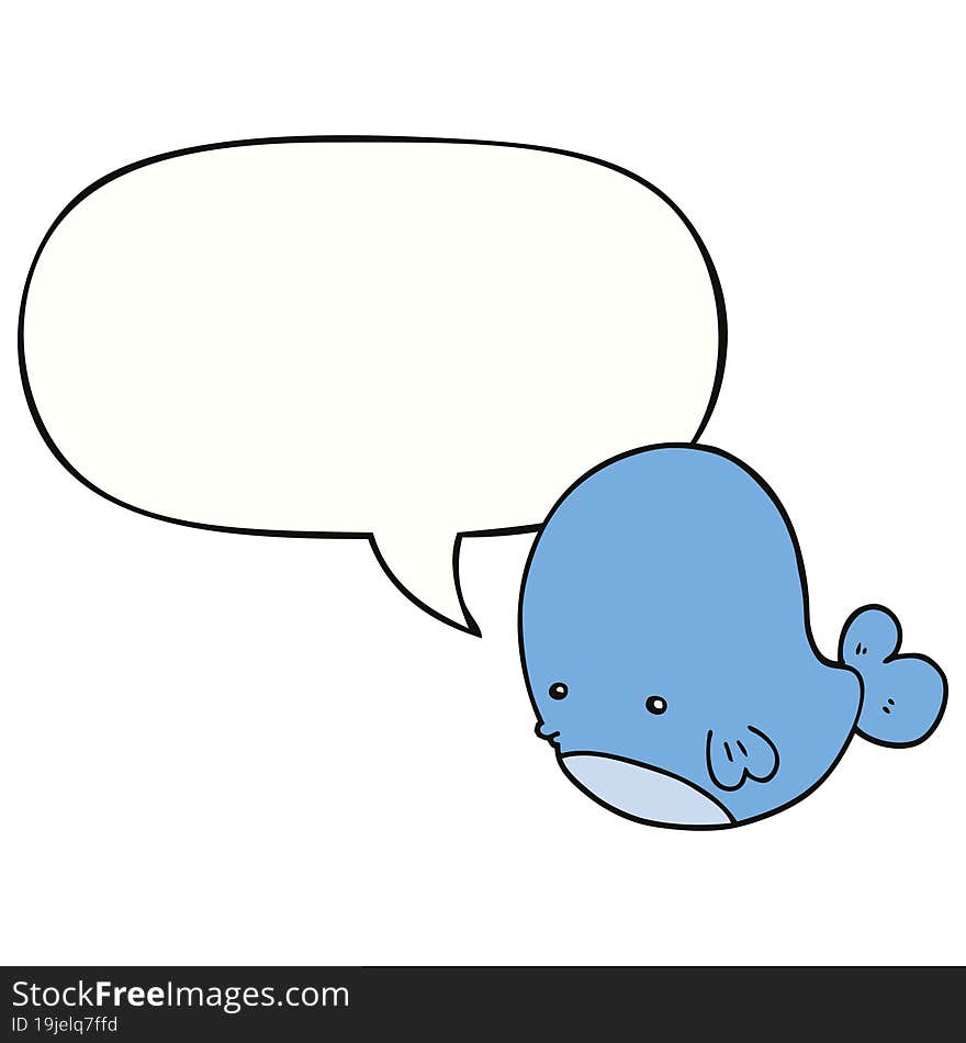 Cartoon Whale And Speech Bubble