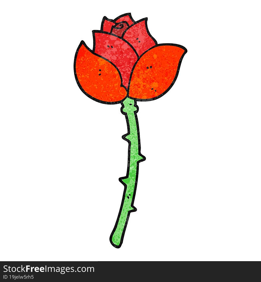 freehand textured cartoon rose