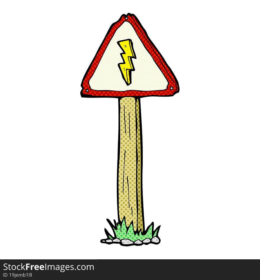 cartoon electrical warning sign