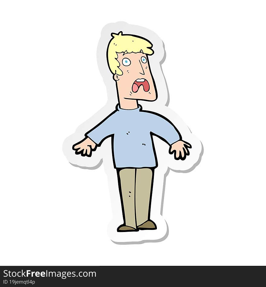 sticker of a cartoon terrified man