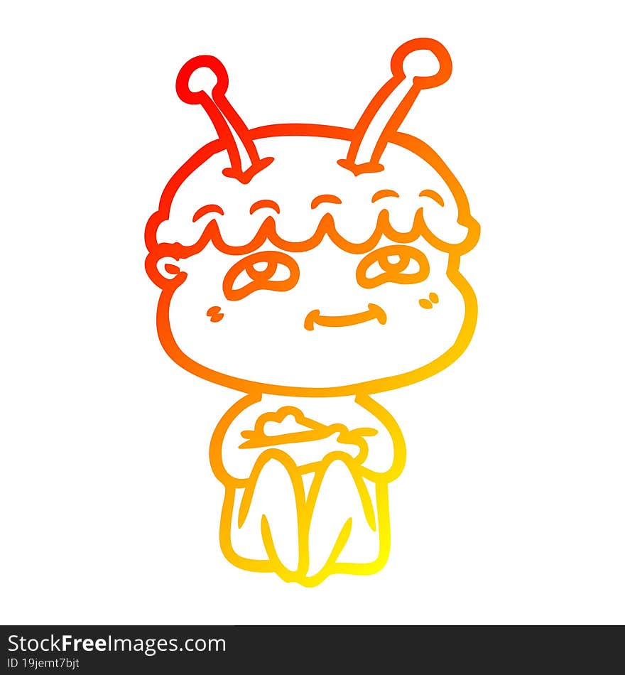 warm gradient line drawing friendly cartoon spaceman