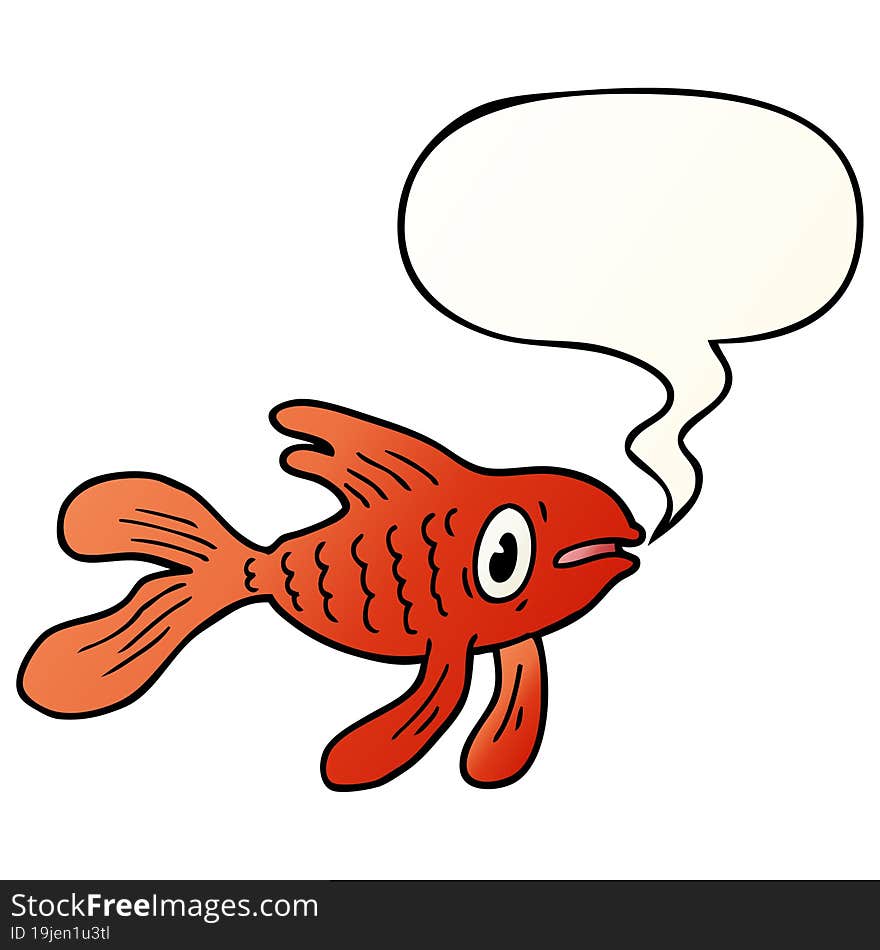 cartoon fish and speech bubble in smooth gradient style