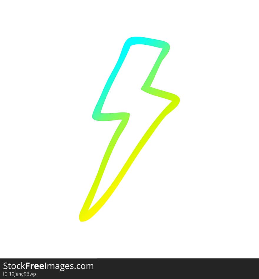 Cold Gradient Line Drawing Cartoon Lightning Bolt