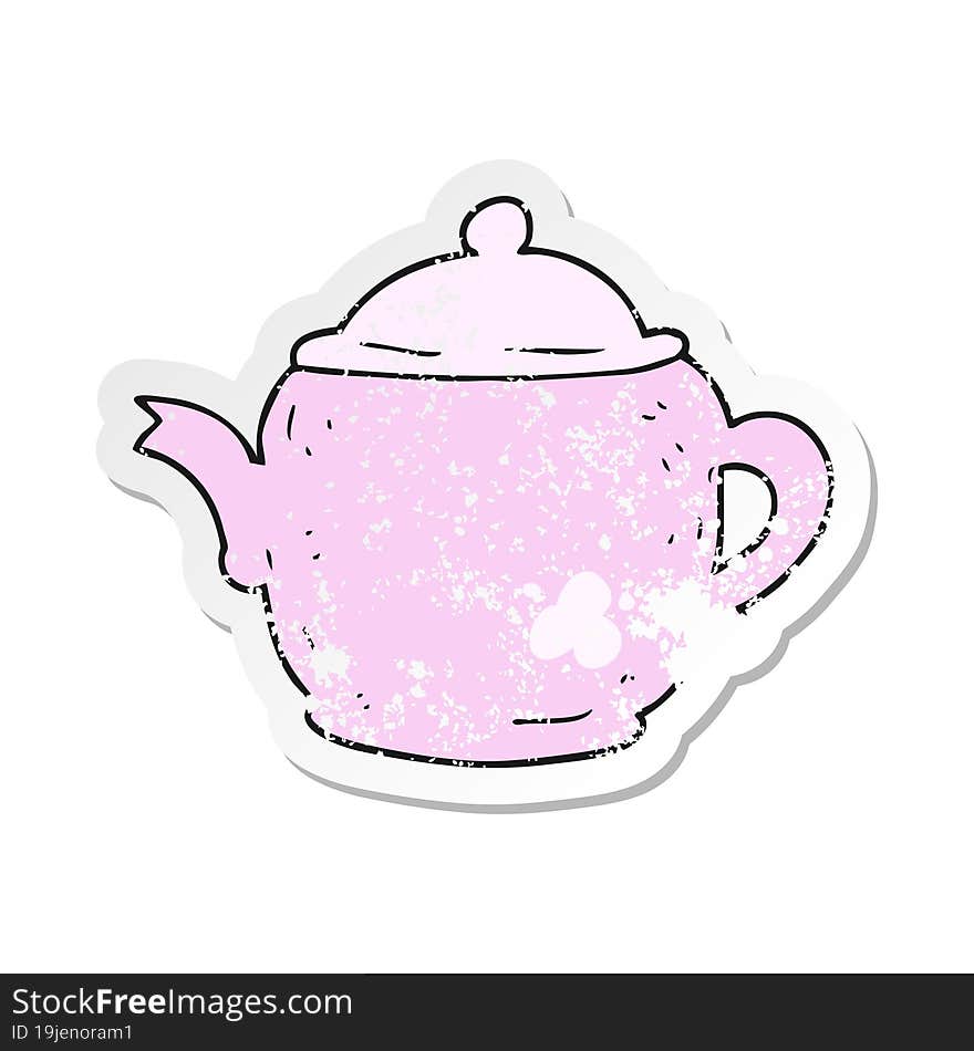 retro distressed sticker of a cartoon teapot