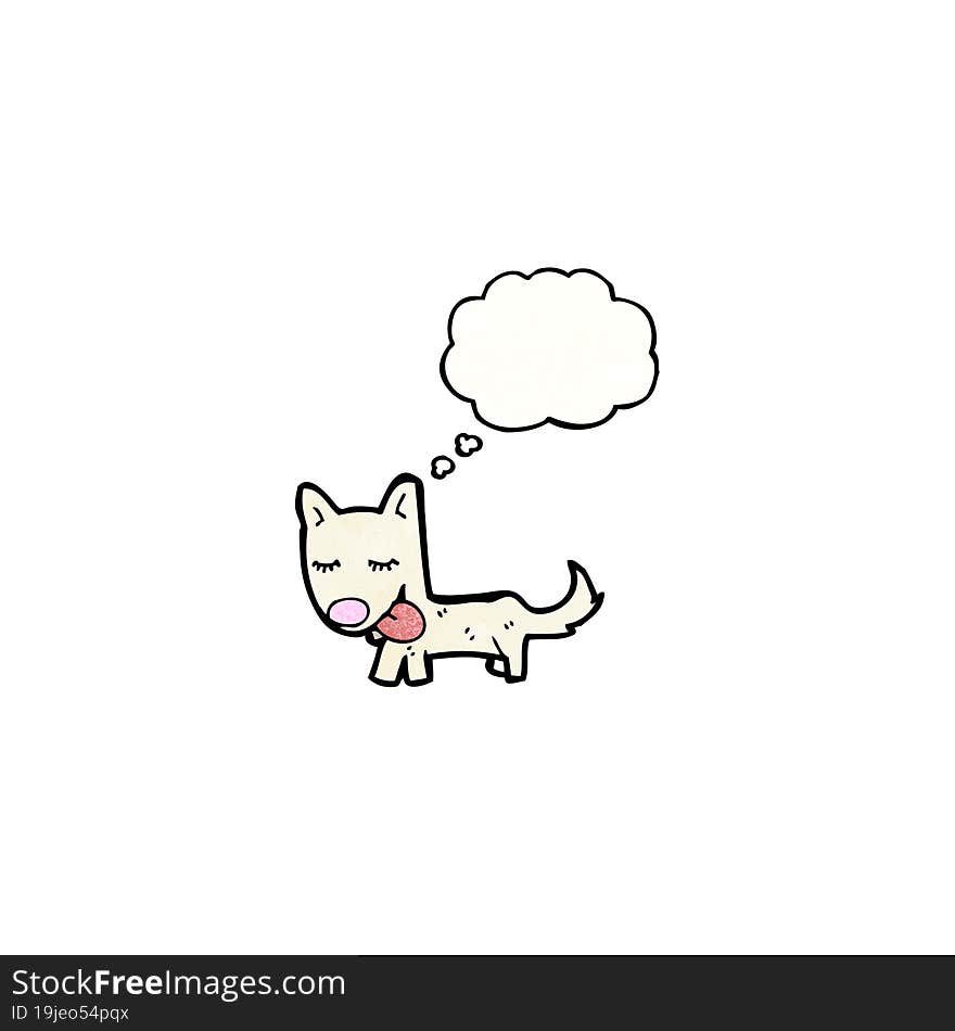 cartoon little dog with thought bubble