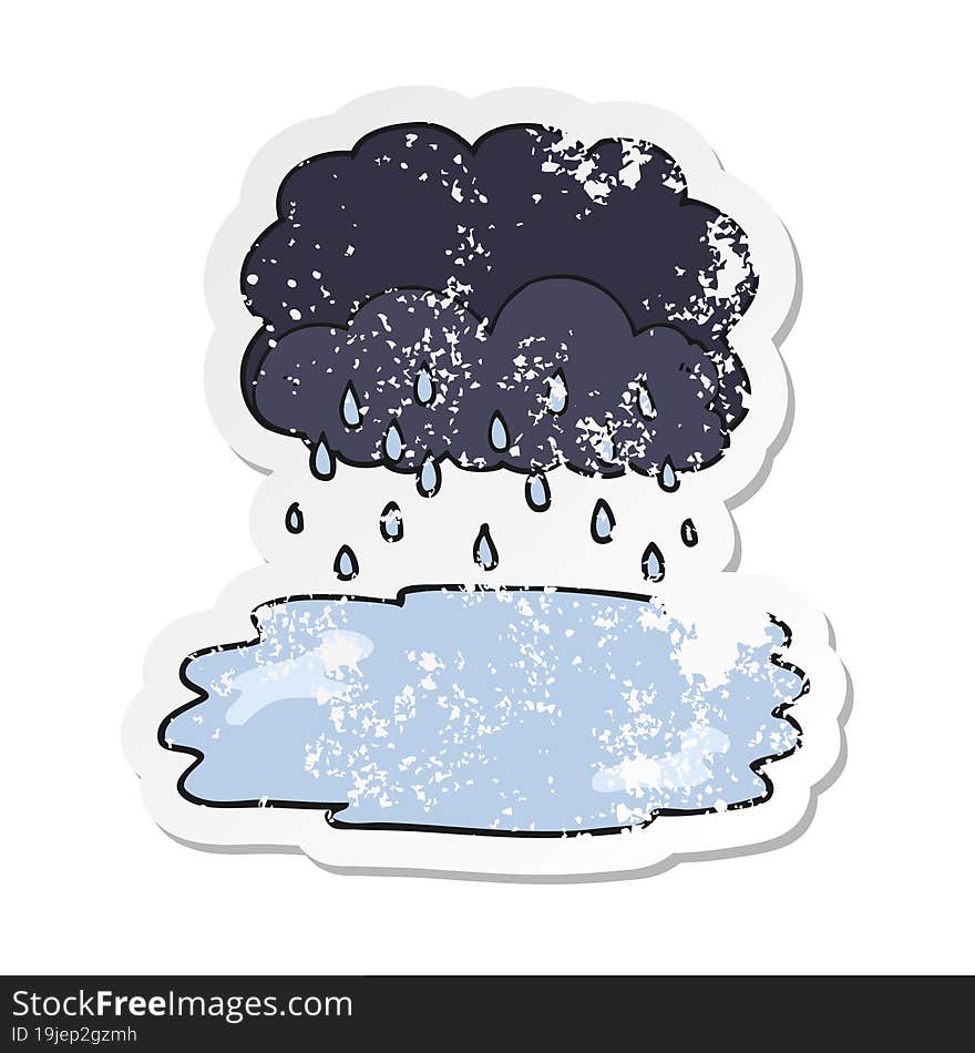 retro distressed sticker of a cartoon rain cloud