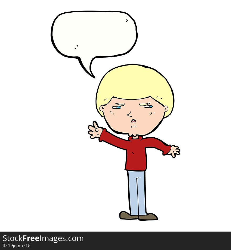 cartoon mean man with speech bubble