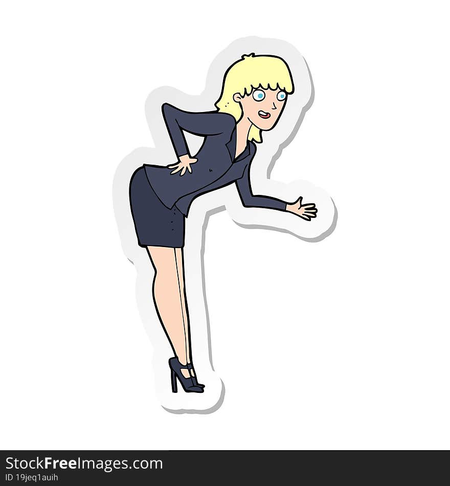 sticker of a cartoon businesswoman explaining