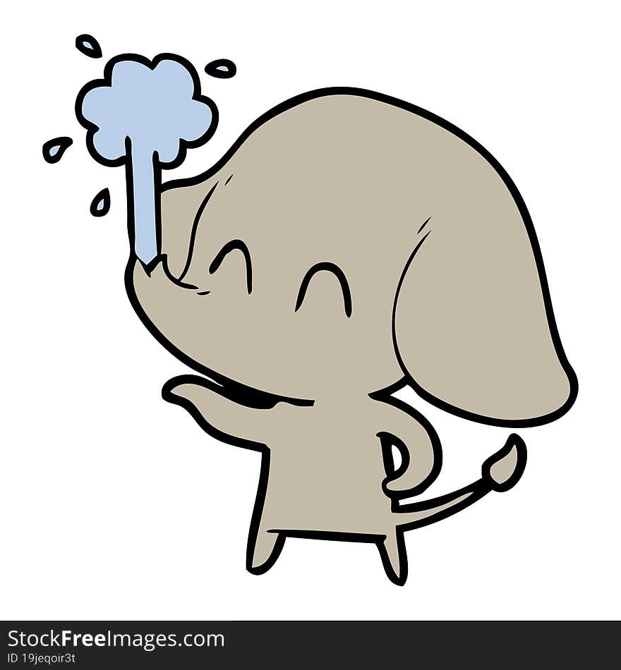 cute cartoon elephant spouting water. cute cartoon elephant spouting water