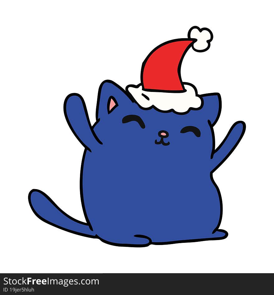 hand drawn christmas cartoon of kawaii cat