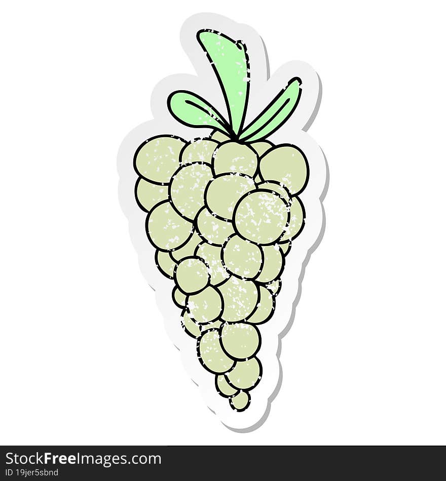 distressed sticker of a quirky hand drawn cartoon bunch of grapes