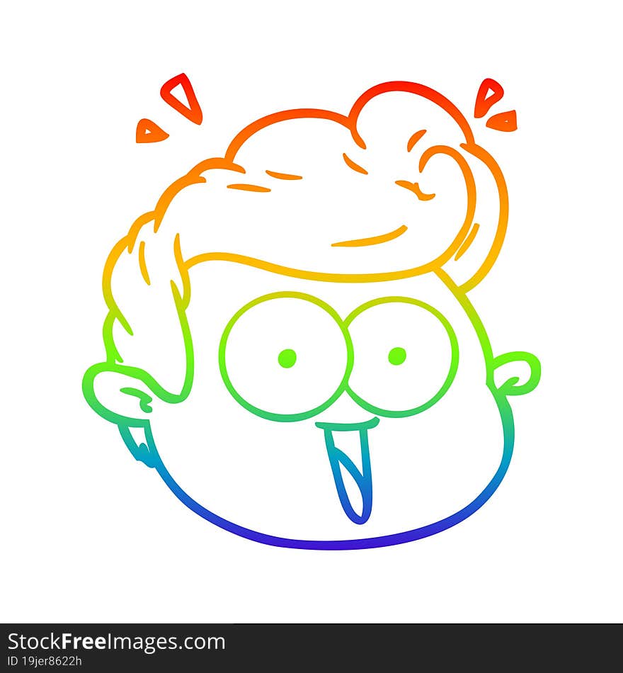 rainbow gradient line drawing cartoon male face surprised