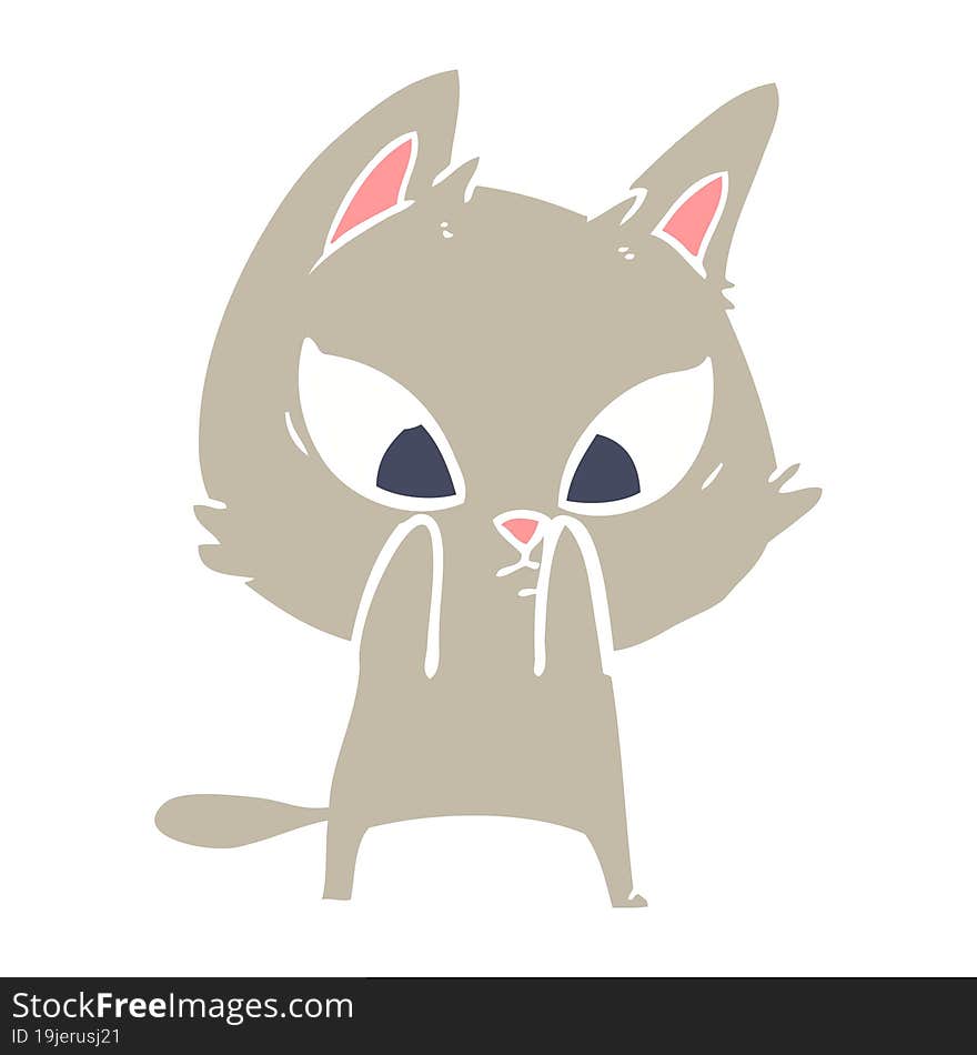 confused flat color style cartoon cat