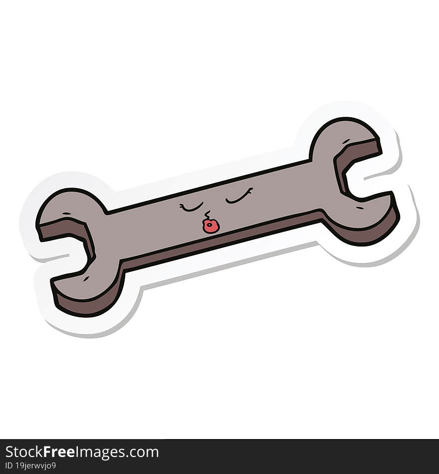 sticker of a cartoon spanner