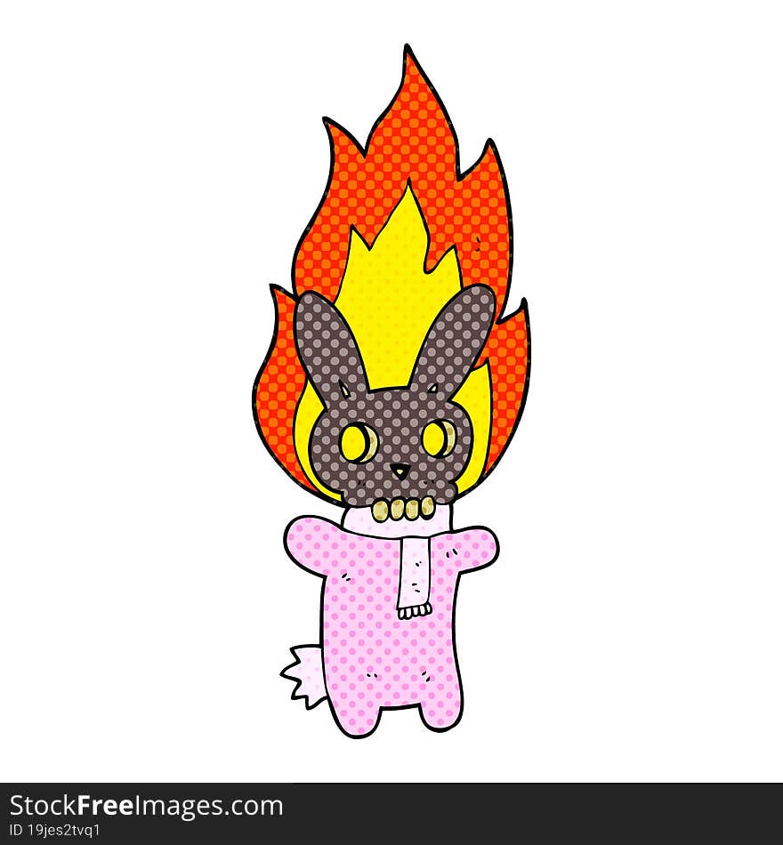 cartoon flaming skull rabbit