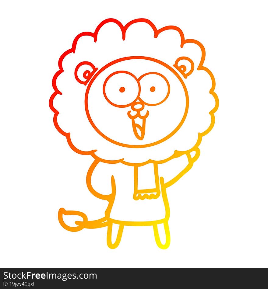 warm gradient line drawing happy cartoon lion