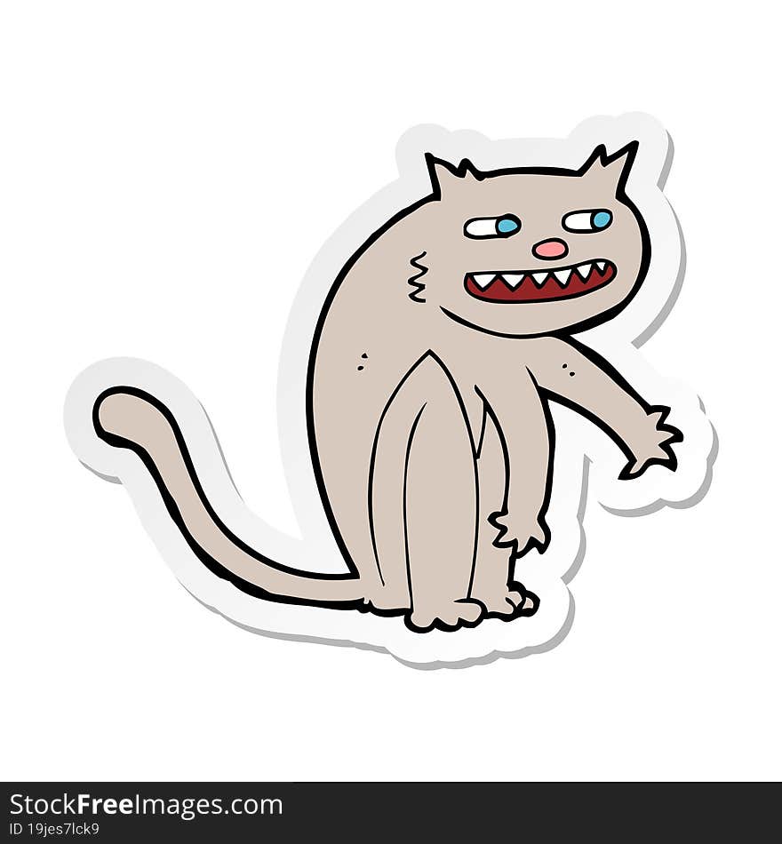 sticker of a cartoon happy cat