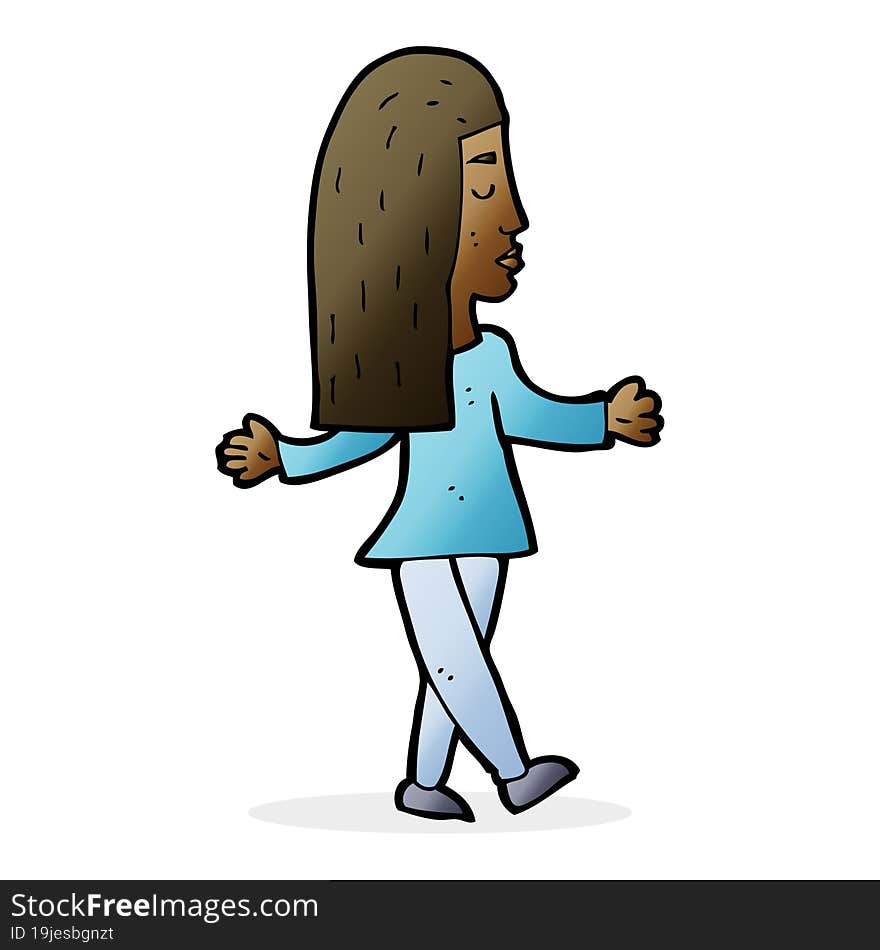 cartoon woman shrugging shoulders