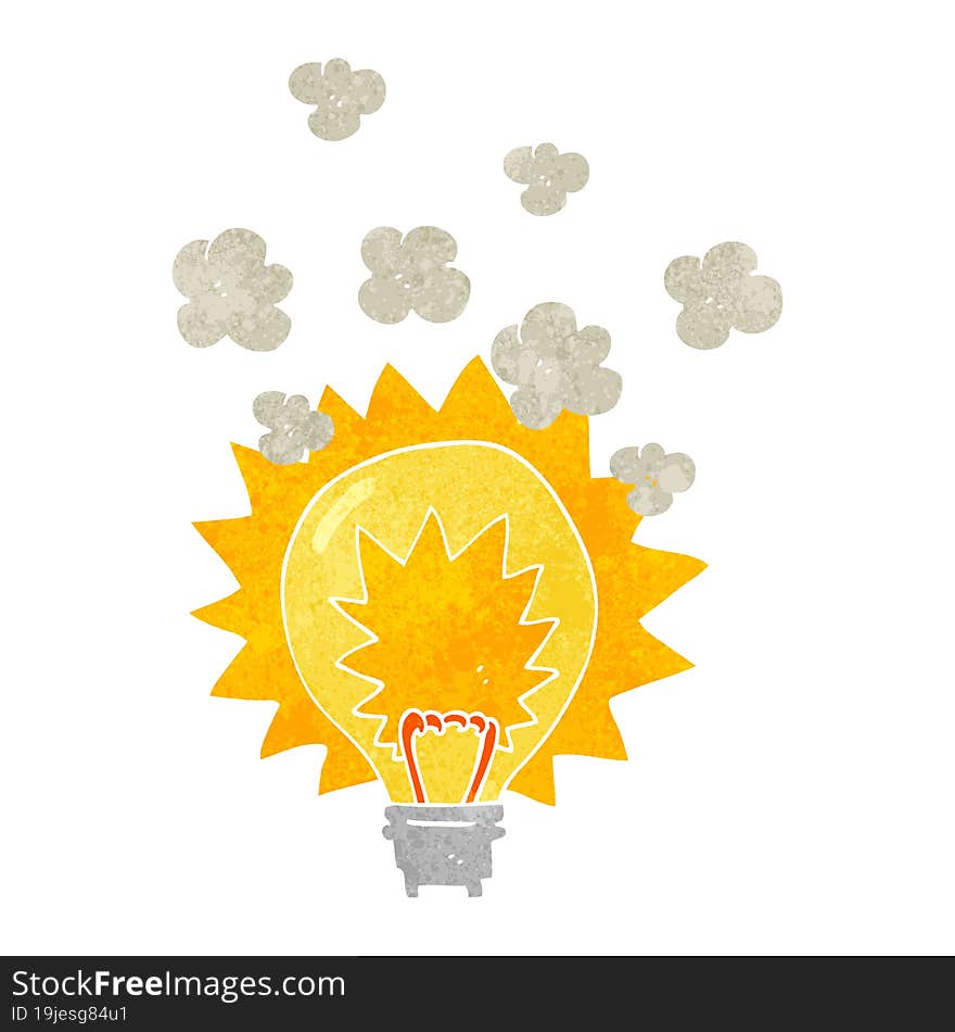 retro cartoon light bulb shining