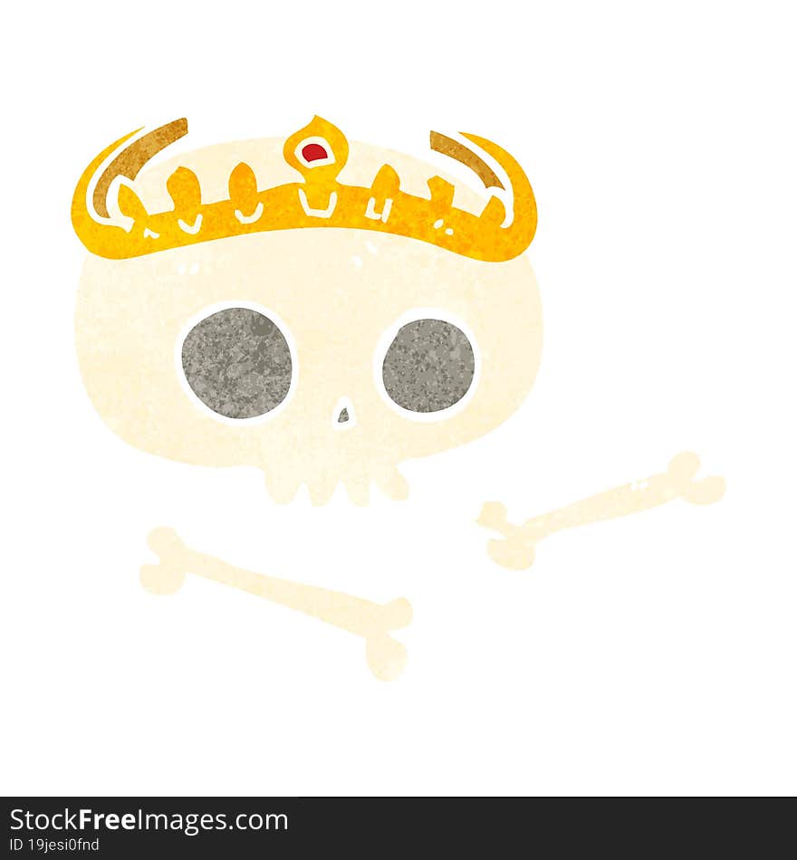 Retro Cartoon Skull Wearing Tiara