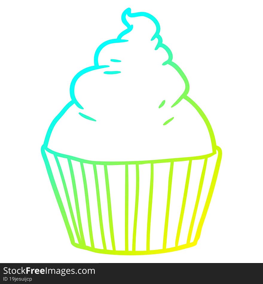 Cold Gradient Line Drawing Cartoon Cup Cake