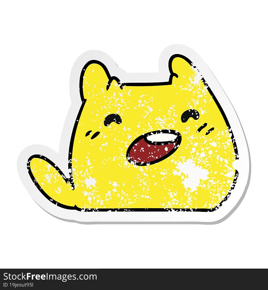 Distressed Sticker Cartoon Of Kawaii Alien Pet