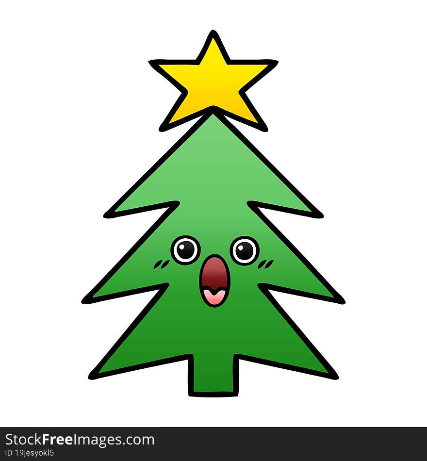 gradient shaded cartoon of a christmas tree