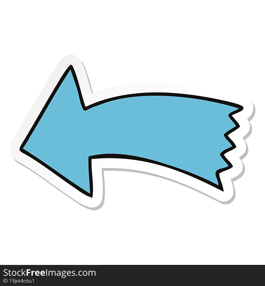 Sticker Of A Quirky Hand Drawn Cartoon Arrow