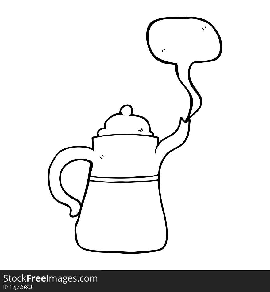 freehand drawn speech bubble cartoon coffee pot