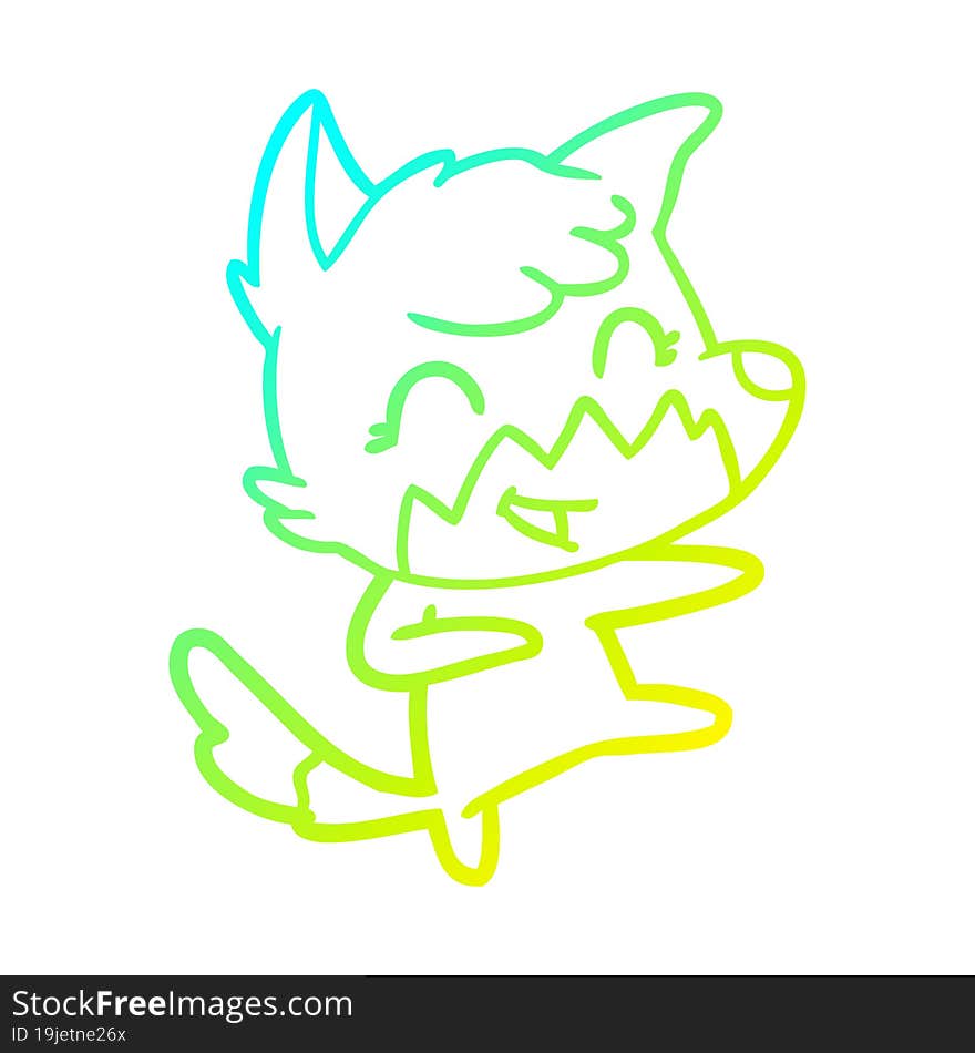 cold gradient line drawing happy cartoon fox