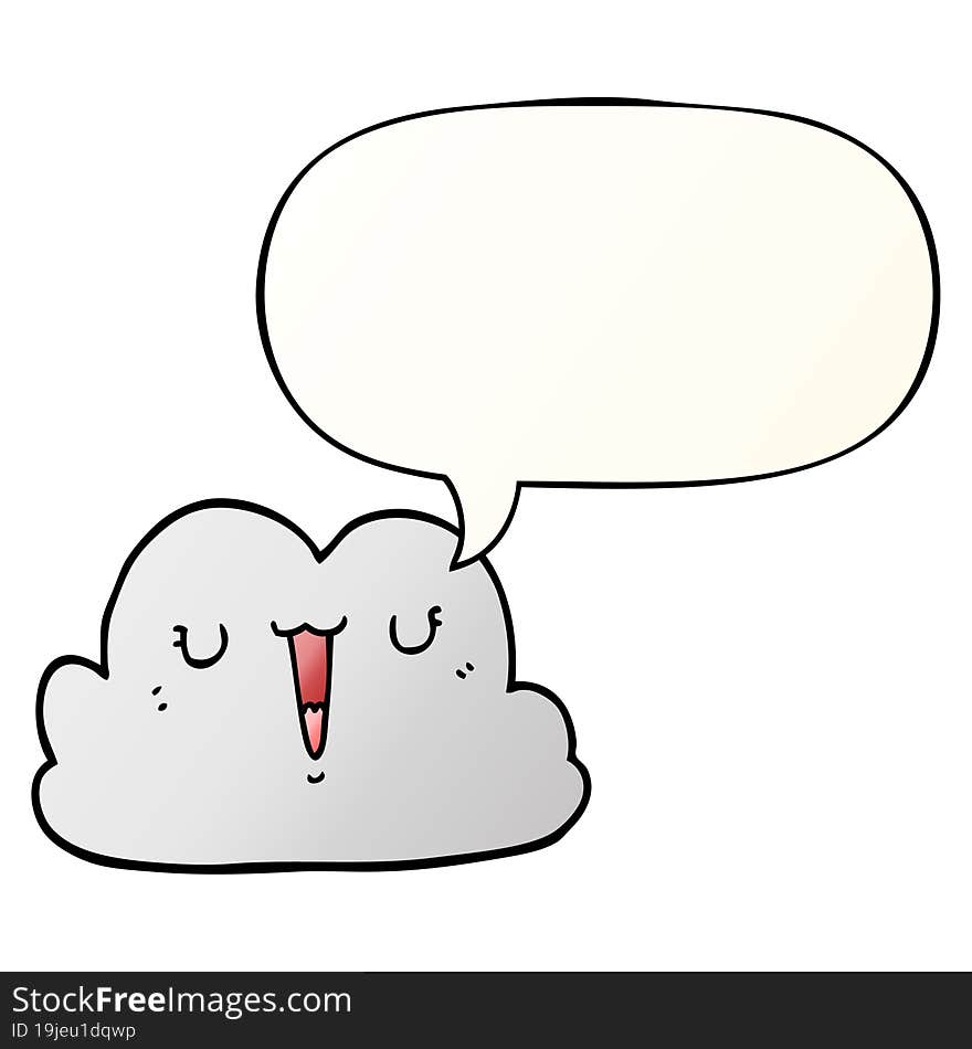 cute cartoon cloud and speech bubble in smooth gradient style